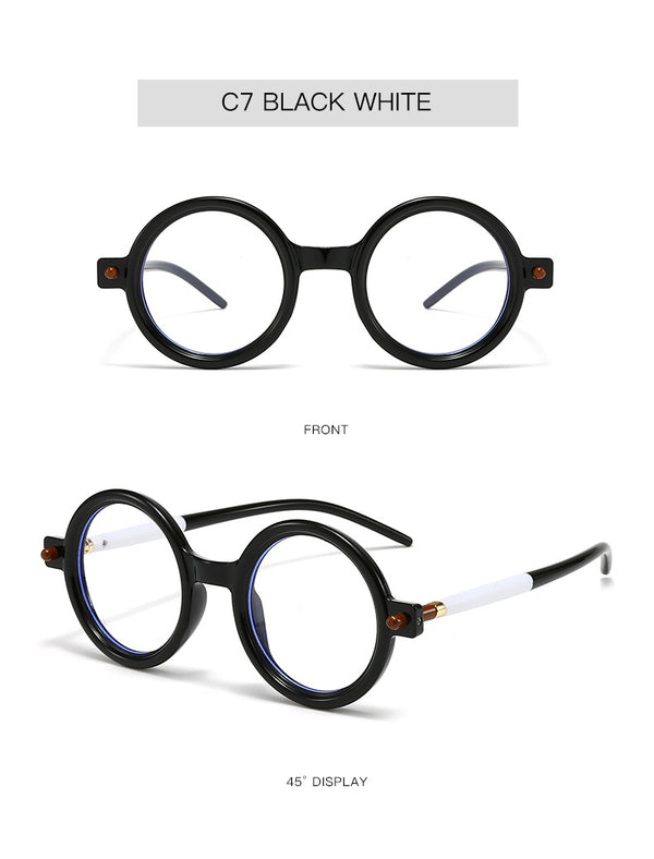 New European and American fashion round frame anti-blue light flat mirror men's anti-blue light glasses frame women's pose trend flat mirror