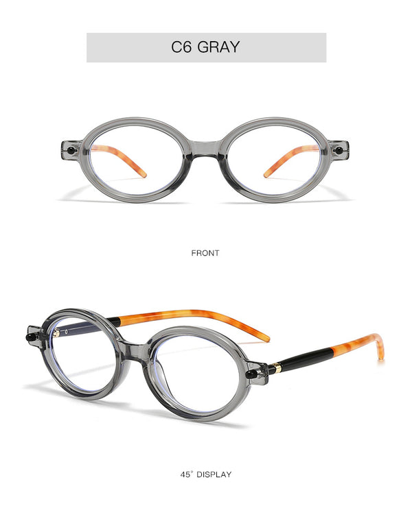New fashion oval frame glasses frame men's and women's retro posing anti-blue light flat glasses nerd flat glasses