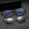 Chez Square Titanium Glasses Frame With Magnetic Sunglasses Clips