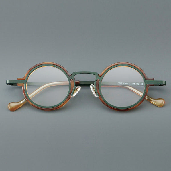 New plate small round frame glasses V17 retro eye frame metal flat light Danyang spot wholesale, can be equipped with reading glasses