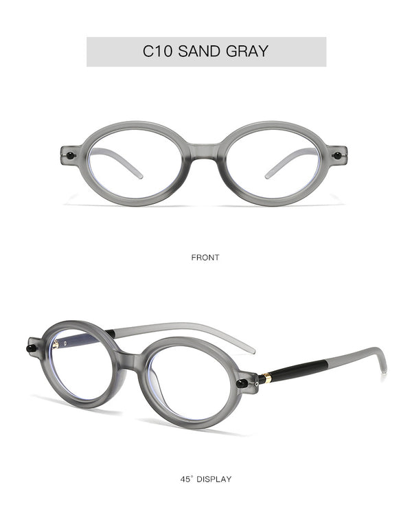 New fashion oval frame glasses frame men's and women's retro posing anti-blue light flat glasses nerd flat glasses