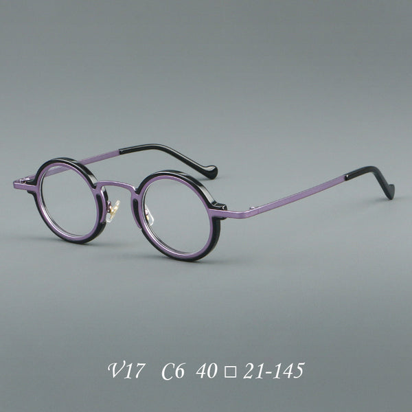 New plate small round frame glasses V17 retro eye frame metal flat light Danyang spot wholesale, can be equipped with reading glasses