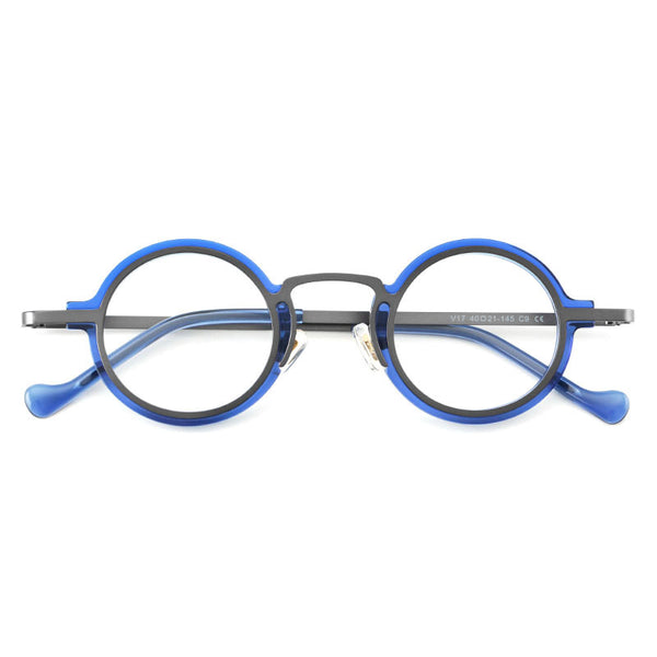 New plate small round frame glasses V17 retro eye frame metal flat light Danyang spot wholesale, can be equipped with reading glasses