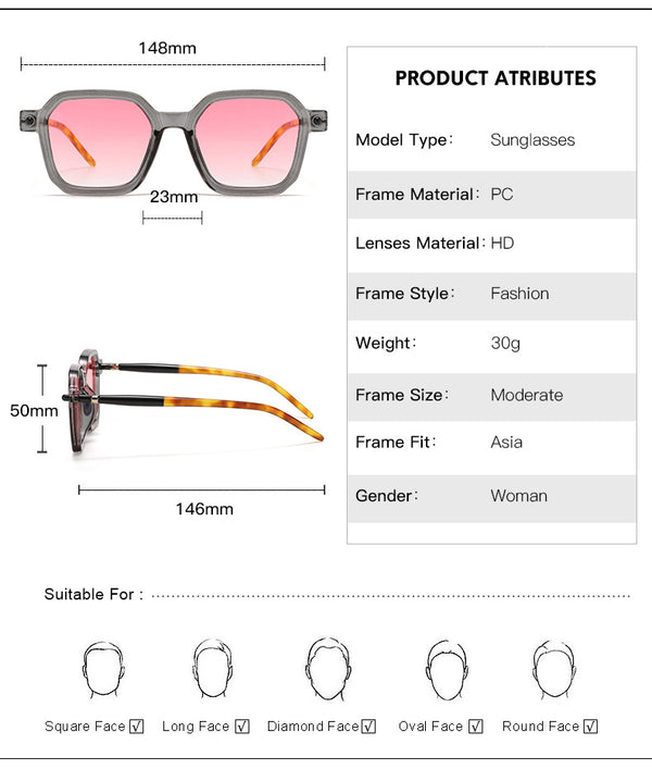 European and American street photography literary sunglasses 86601 cross-border simple square sunglasses fashion star flat glasses