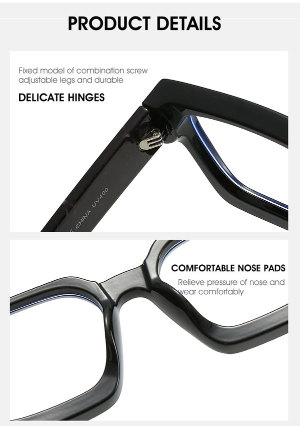New fashionable anti-blue glasses 22902 trendy square frame myopia glasses frame versatile simple flat glasses for men and women