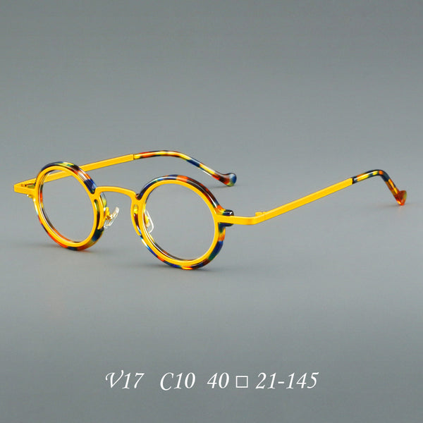 New plate small round frame glasses V17 retro eye frame metal flat light Danyang spot wholesale, can be equipped with reading glasses
