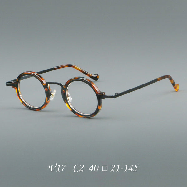 New plate small round frame glasses V17 retro eye frame metal flat light Danyang spot wholesale, can be equipped with reading glasses