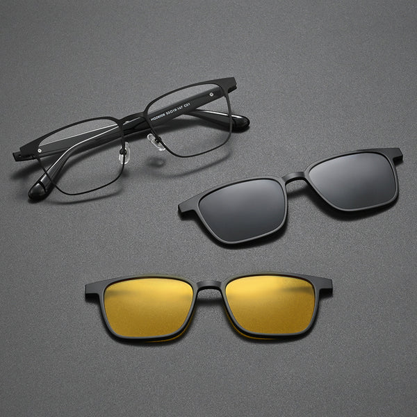 3-in-1 Alloy Glasses Frame With Magnetic Sunglasses Clips