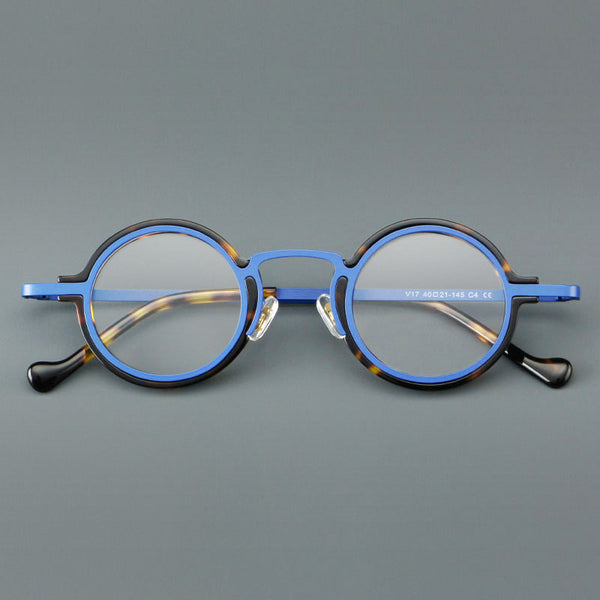 New plate small round frame glasses V17 retro eye frame metal flat light Danyang spot wholesale, can be equipped with reading glasses