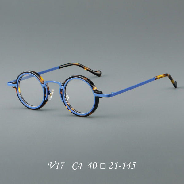New plate small round frame glasses V17 retro eye frame metal flat light Danyang spot wholesale, can be equipped with reading glasses