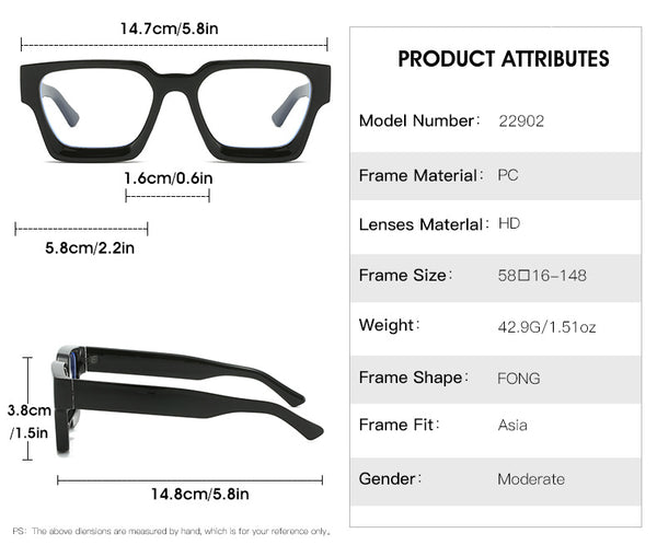New fashionable anti-blue glasses 22902 trendy square frame myopia glasses frame versatile simple flat glasses for men and women