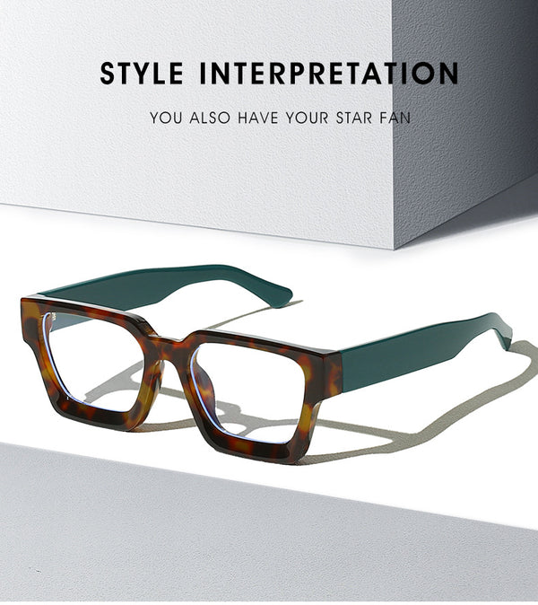 New fashionable anti-blue glasses 22902 trendy square frame myopia glasses frame versatile simple flat glasses for men and women