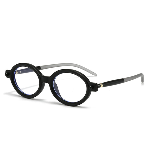 New fashion oval frame glasses frame men's and women's retro posing anti-blue light flat glasses nerd flat glasses
