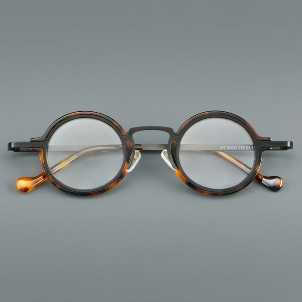 New plate small round frame glasses V17 retro eye frame metal flat light Danyang spot wholesale, can be equipped with reading glasses