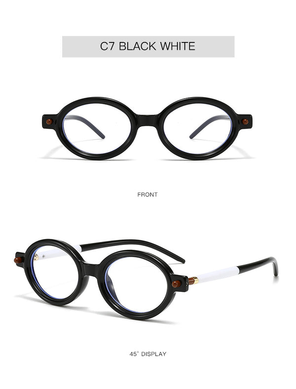 New fashion oval frame glasses frame men's and women's retro posing anti-blue light flat glasses nerd flat glasses