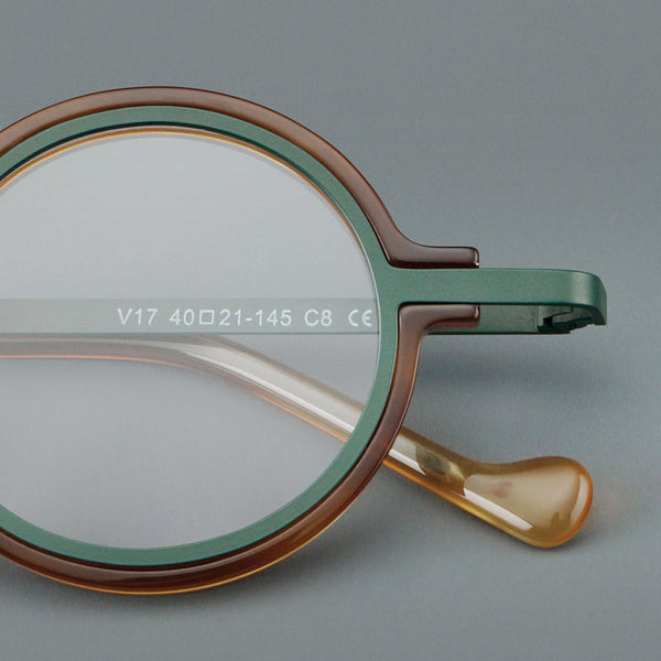 New plate small round frame glasses V17 retro eye frame metal flat light Danyang spot wholesale, can be equipped with reading glasses