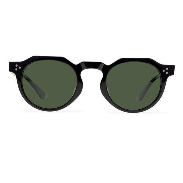 Black Mask Unisex Full Rim Flat Top Round Acetate Polarized Sunglasses 9532s