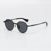 Black Mask Unisex Full Rim Flat Top Round Titanium Polarized Sunglasses 5046