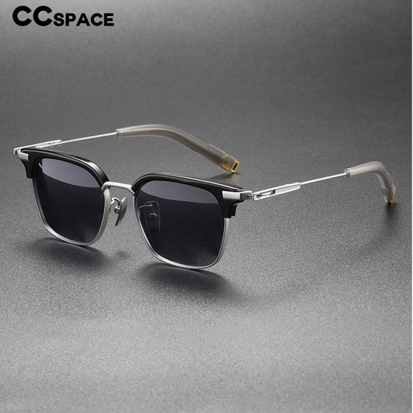 CCSpace Men's Full Rim Square Titanium Acetate Polarized Sunglasses 56249