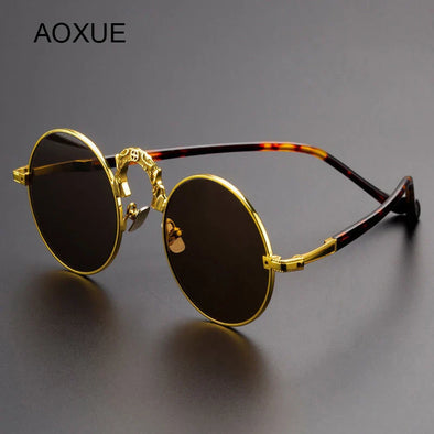Aoxue Unisex Full Rim Round Copper Sunglasses 6054