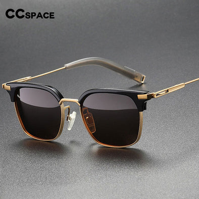 CCSpace Men's Full Rim Square Titanium Acetate Polarized Sunglasses 56249