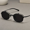Black Mask Unisex Semi Rim Rectangle Titanium Eyeglasses Clip On Sunglasses K15