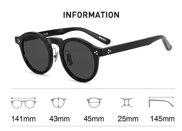 Black Mask Unisex Full Rim Acetate Round Polarized Sunglasses 14143