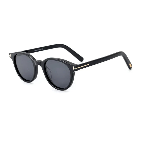 Black Mask Unisex Full Rim Round Acetate Polarized Sunglasses Ft982
