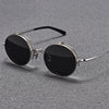 Black Mask Unisex Semi Rim Round Titanium Flip Up Polarized Sunglasses Eyeglasses K54