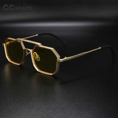 CCSpace Unisex Full Rim Polygon Square Double Bridge Alloy Frame Steampunk Sunglasses 54464