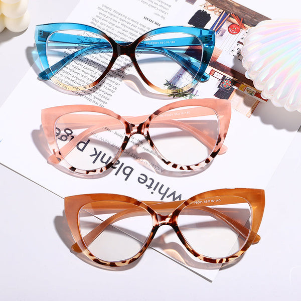 Cat Eye Computer Glasses Women Anti Blue Light Eyeglasses Double Bridg Jollynova