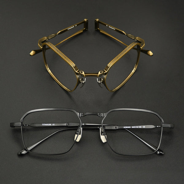 Phu Vintage Rectangle Titanium Foldable Eyeglasses Frame