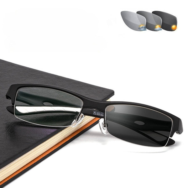 Leon Square Half Anti-Blue Light Men's Photochromic Reading Glasses