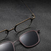 Chez Square Titanium Glasses Frame With Magnetic Sunglasses Clips