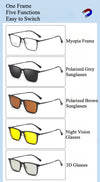 5-in-1 Titanium Glasses Frame With Magnetic Sunglasses Clips