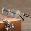 2023 New anti-blue light presbyopia glasses HD rimless glasses