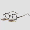 Hux Geometric Titanium Glasses Frame With Magnetic Sunglasses Clips