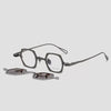 Hux Geometric Titanium Glasses Frame With Magnetic Sunglasses Clips