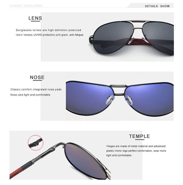 Oley Brand Men's Aluminum Polarized Sunglasses Classic Pilot Coating Lens Shades Y8725