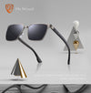 Men's Square Metal Frame Sunglasses Spring Wood Temple With Polarized Lenses 4 Colors Gr8037