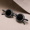 Nhu Round Titanium Glasses Frame With Magnetic Sunglasses Clips