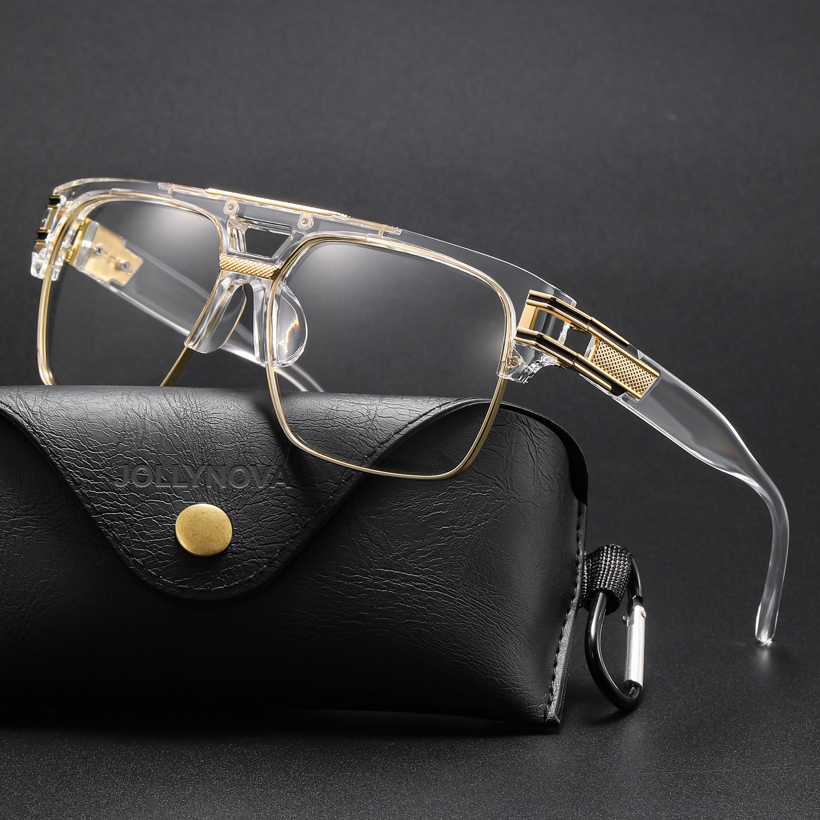 Jollynova Prescription Glasses Ken Oversized Luxury Squre Metal