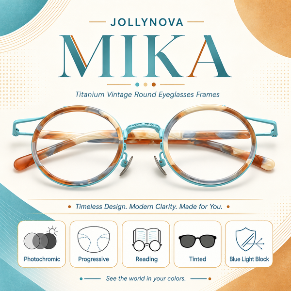 Mika Titanium Vintage Round Eyeglasses Frames
