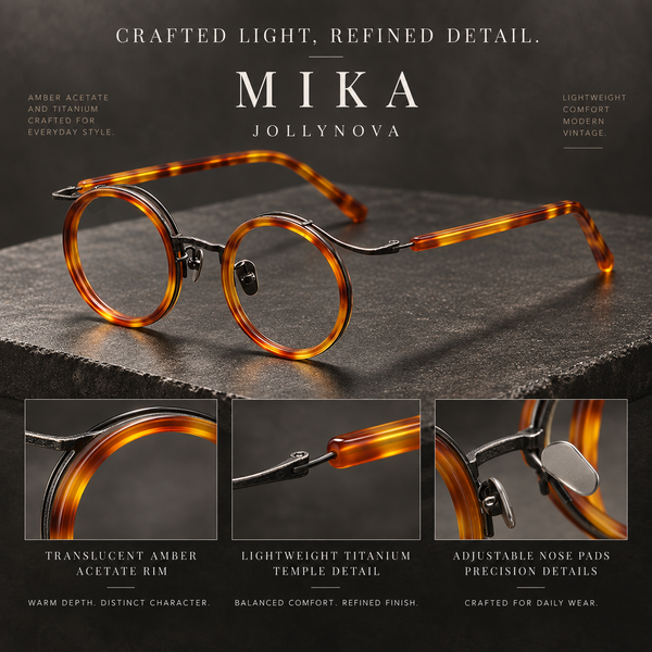 Mika Titanium Vintage Round Eyeglasses Frames