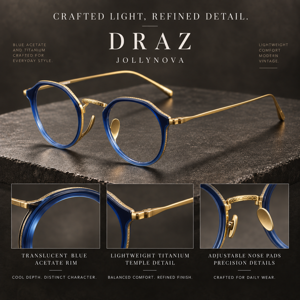Draz Titanium Vintage Geometric Eyeglasses Frames