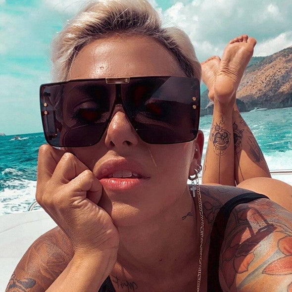 Oversized Sunglasses Women Siamese Square Women Sun Glasses Luxury Brand Designer Sunglasses For Women/Men Goggles