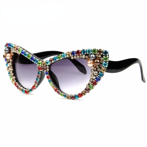 Oversize Cat Eye Sunglasses Women Brand Designer Luxury Crystal Sexy Sun Glasses For Ladies