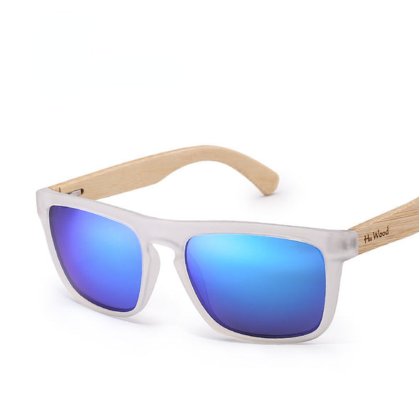Natural Bamboo Sunglasses for Men Zebra Wood Sun Glasses Polarized Sunglasses Rectangle Lenses Driving UV400 GR8002