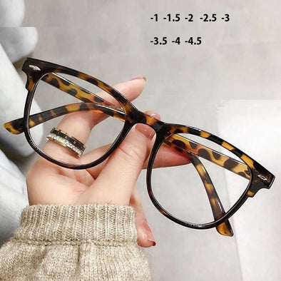 Vintage Leopard Myopia Glasses Women Men Transparent Nearsighted Prescription Eyewear Computer Eyeglasses