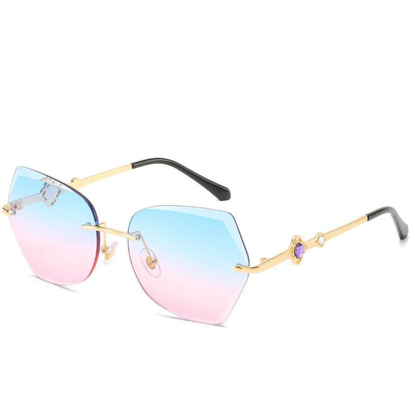 cross border new rimless sunglasses, European and American trends, diamond rimmed glasses, fashion and exquisite trimming Sunglasses